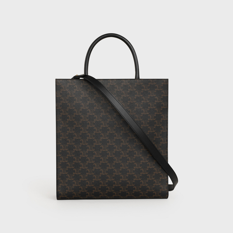 MEDIUM VERTICAL CABAS IN TRIOMPHE CANVAS WITH CELINE PRINT BLACK