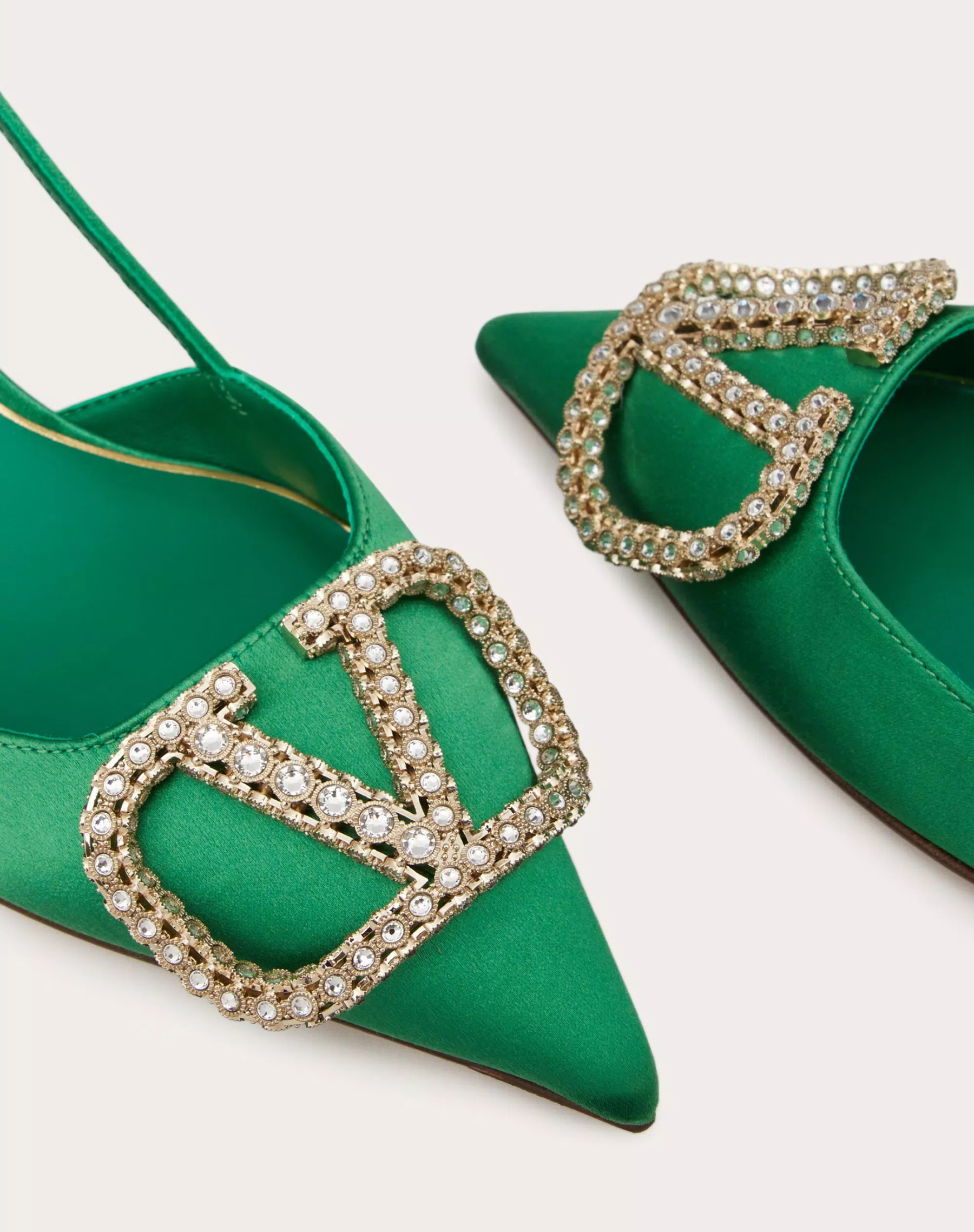 VLOGO SIGNATURE SATIN SLINGBACK PUMPS 80MM