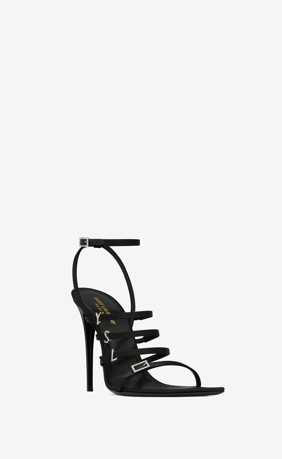JERRY SANDALS IN CREPE SATIN AND RHINESTONES