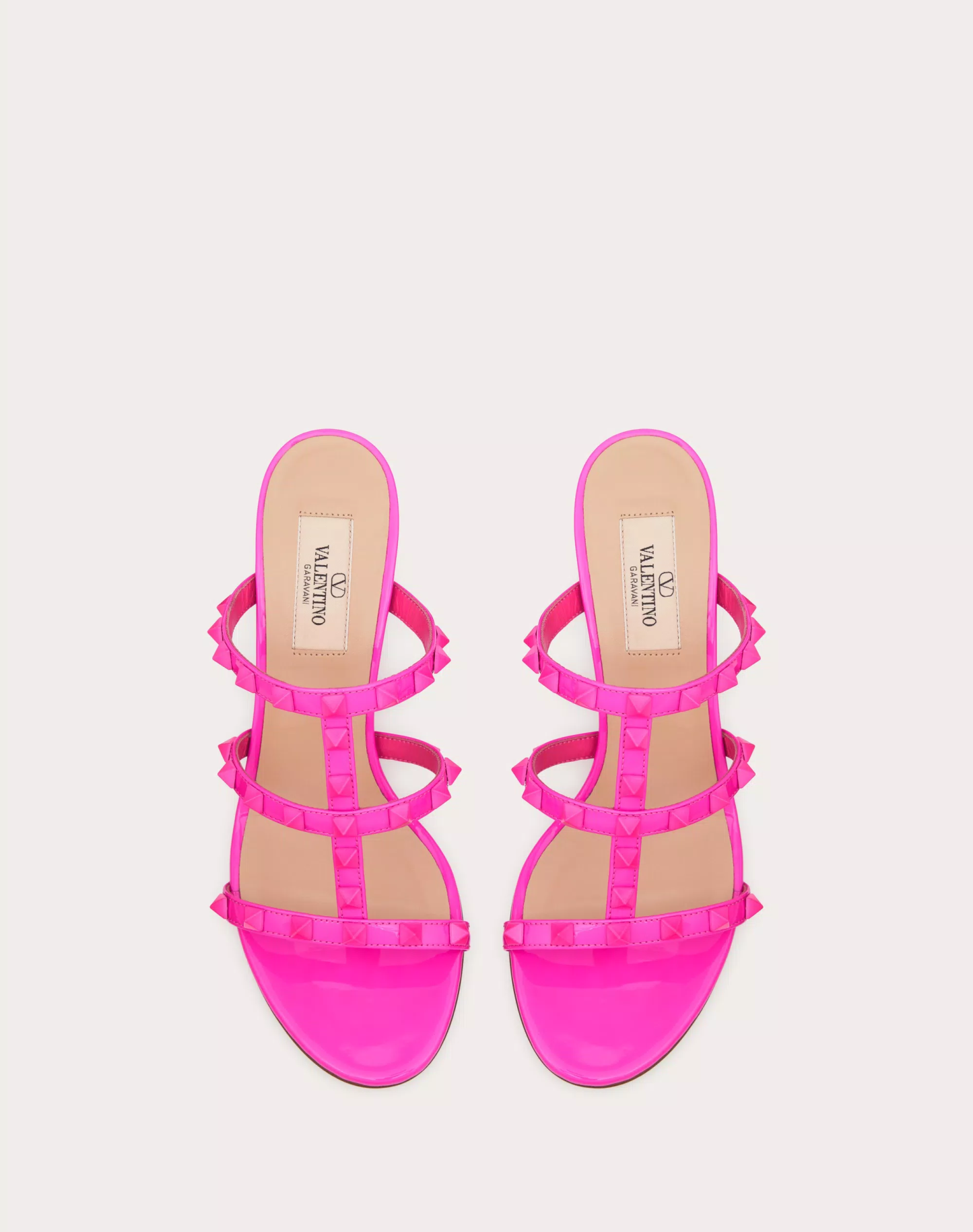 ROCKSTUD PATENT-LEATHER SLIDE SANDAL 60 MM