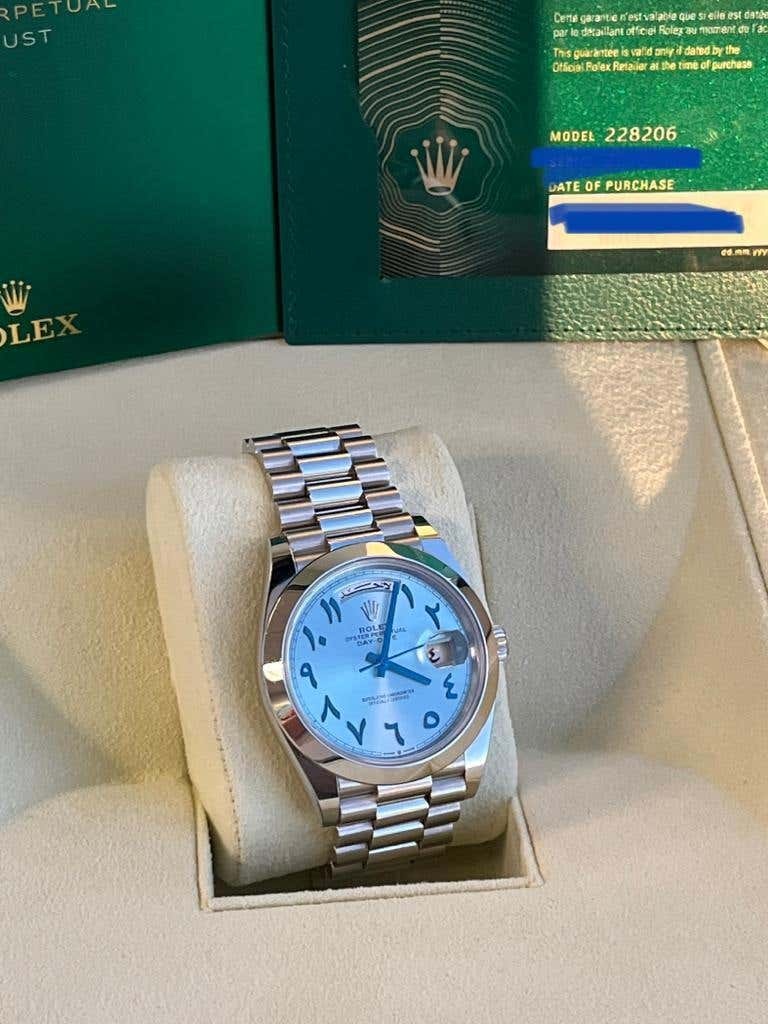 Rolex Day-Date President 40 Ice Blue Arabic Dial Automatic Platinum Watch