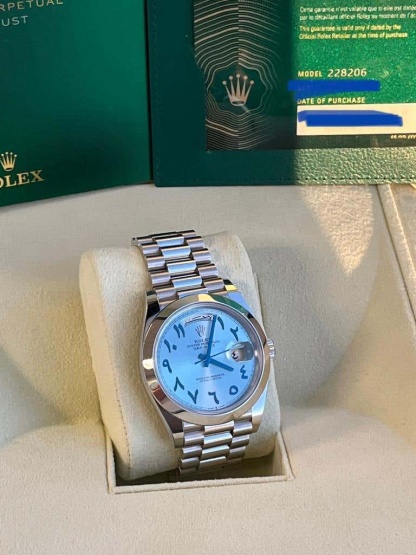 Rolex Day-Date President 40 Ice Blue Arabic Dial Automatic Platinum Watch