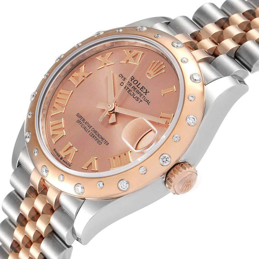 Rolex Salmon Diamonds 18K Rose Gold Datejust 278341 Women's Wristwatch 31 MM