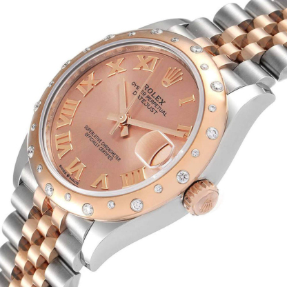 Rolex Salmon Diamonds 18K Rose Gold Datejust 278341 Women's Wristwatch 31 MM