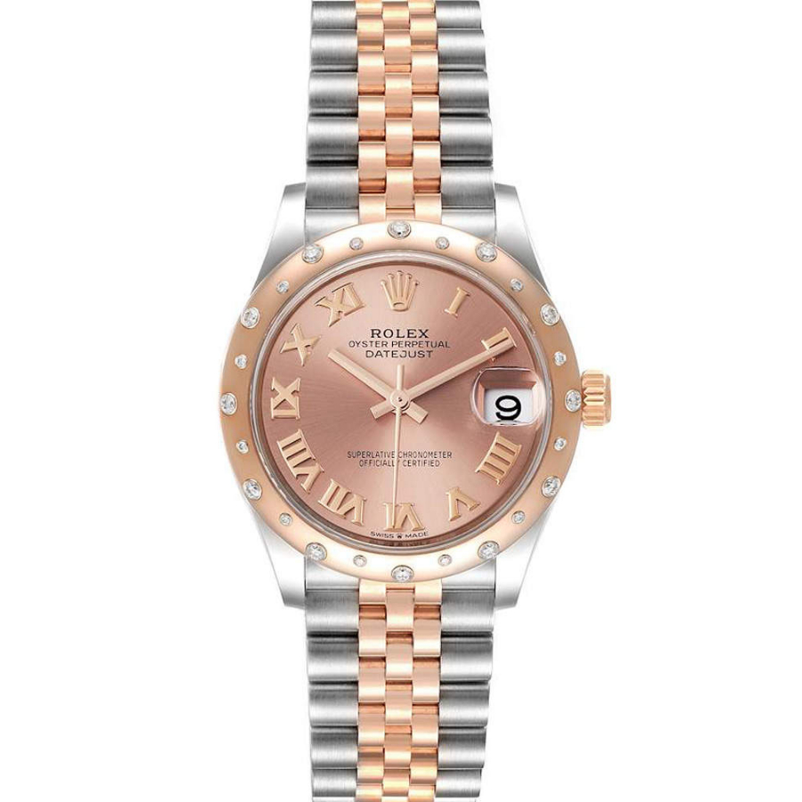 Rolex Salmon Diamonds 18K Rose Gold Datejust 278341 Women's Wristwatch 31 MM