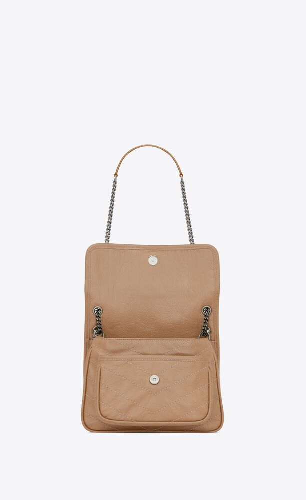 NIKI BABY CHAIN BAG IN CRINKLED VINTAGE LEATHER
