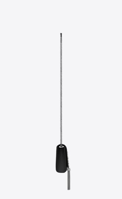 KATE SMALL CHAIN BAG WITH TASSEL IN CROCODILE-EMBOSSED SHINY LEATHER