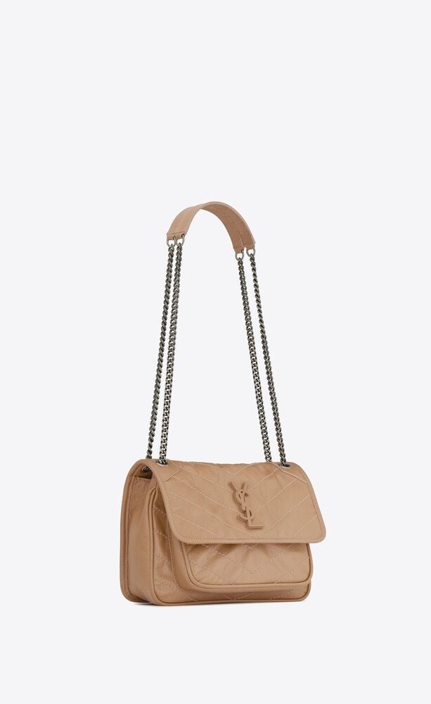 NIKI BABY CHAIN BAG IN CRINKLED VINTAGE LEATHER