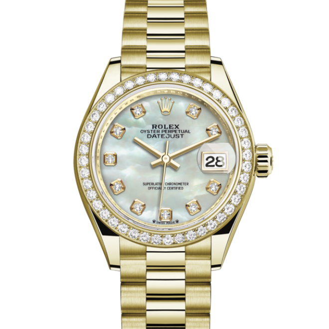 Rolex LADY-DATEJUST Oyster, 28 mm, yellow gold and diamonds