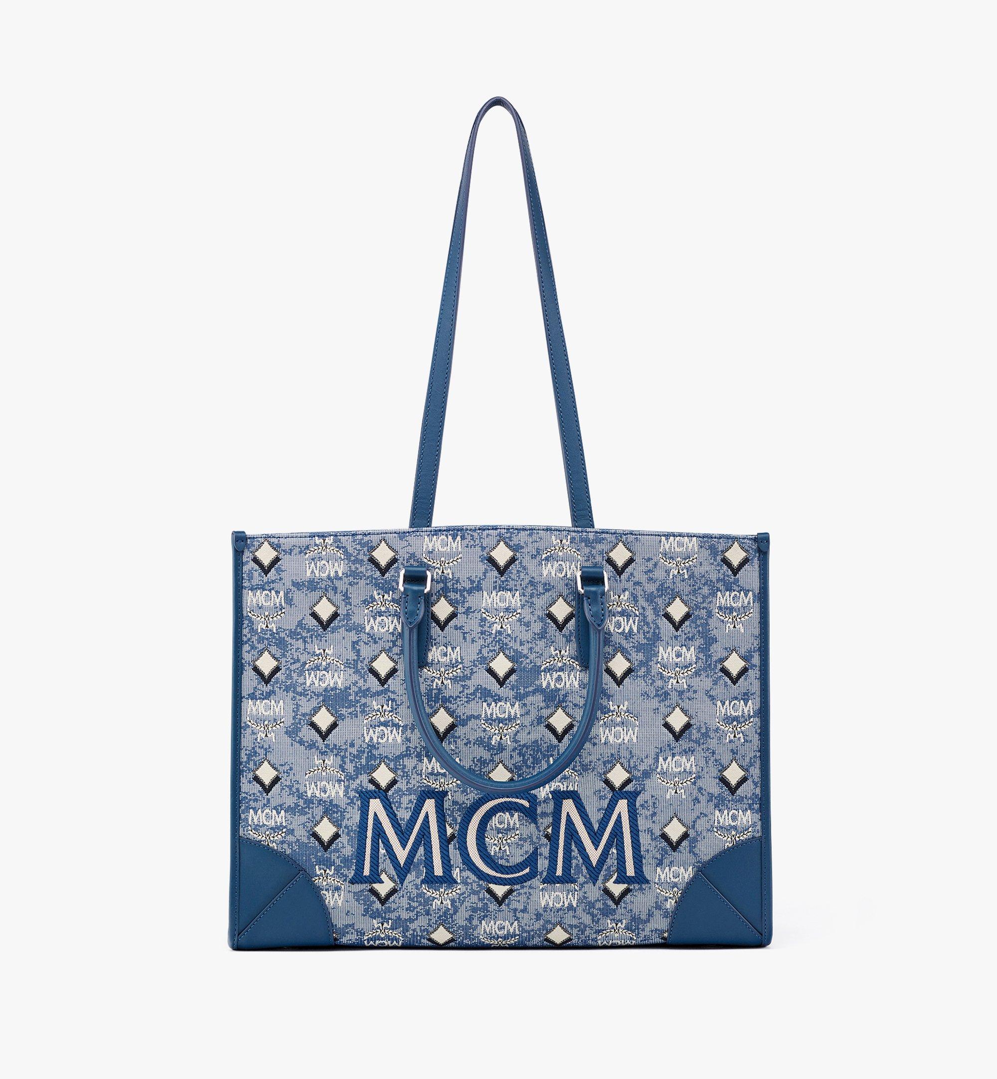MCM トートバッグ - ヴィンテージ モノグラム ジャカード Blue MWTBATQ01LU001 ほかの角度から見る 1