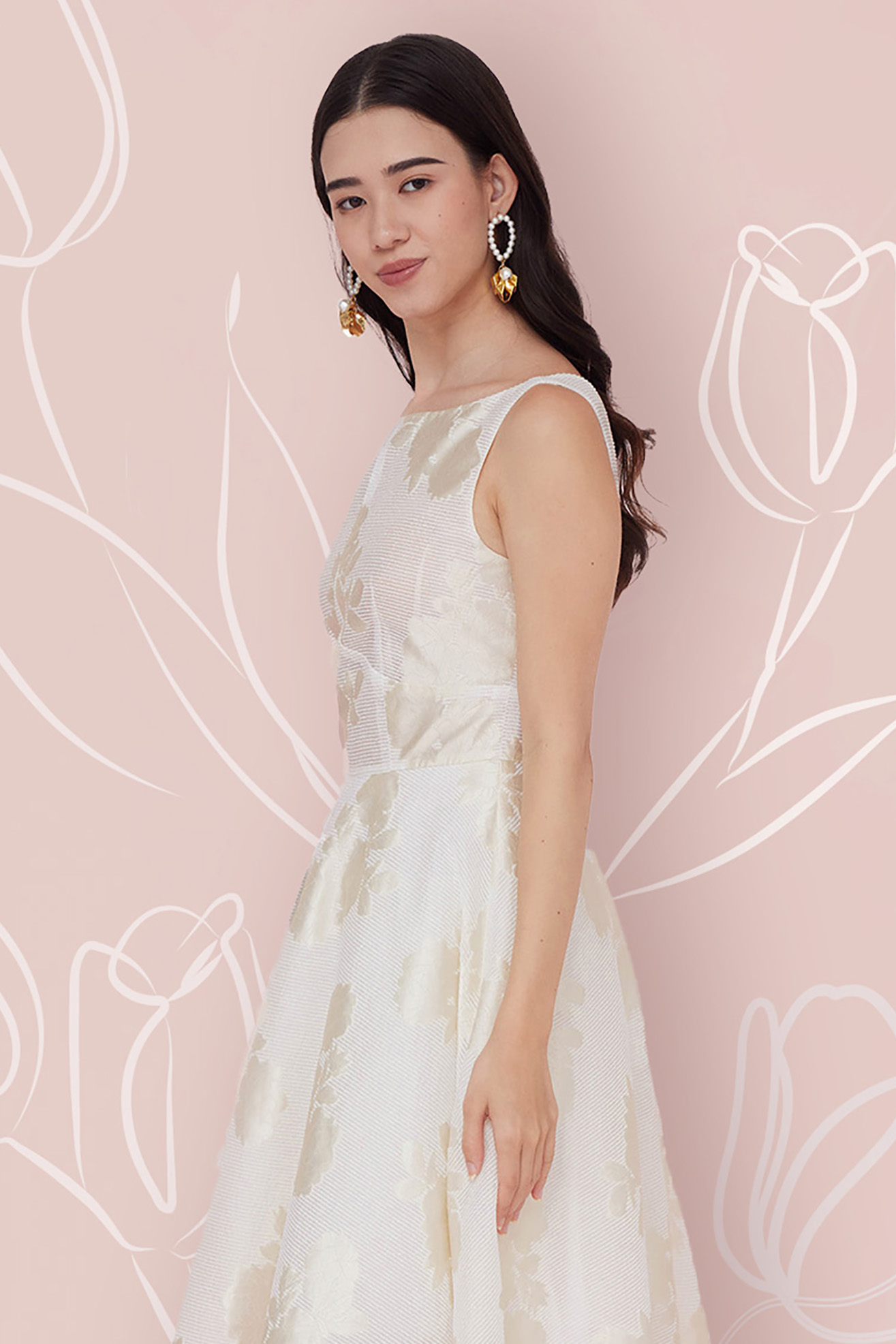 GLORIA WHITE JACQUARD DRESS