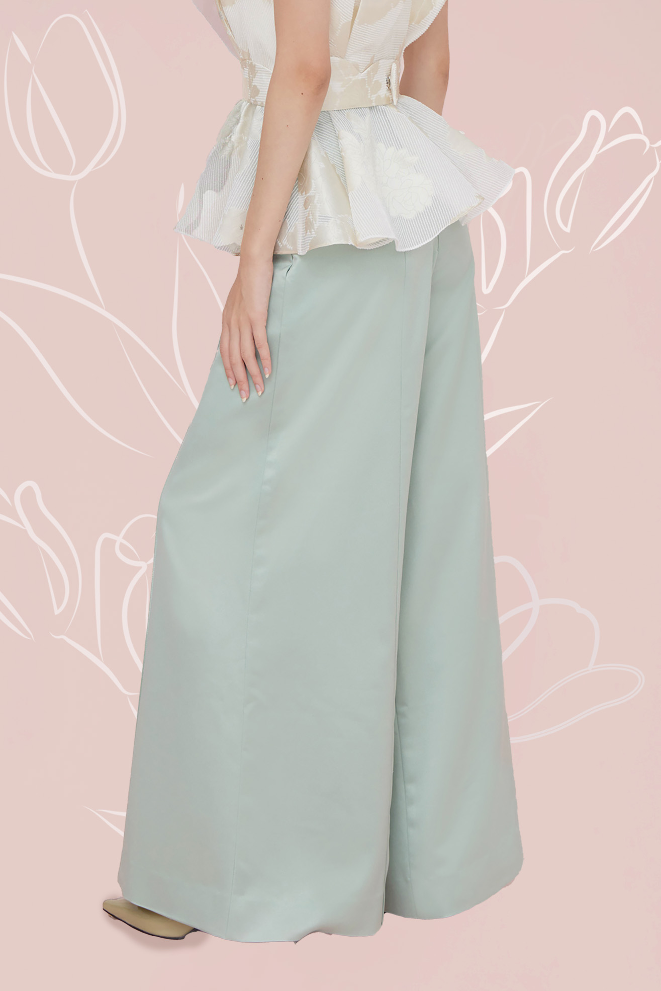 MARGO GREEN SATIN PANTS