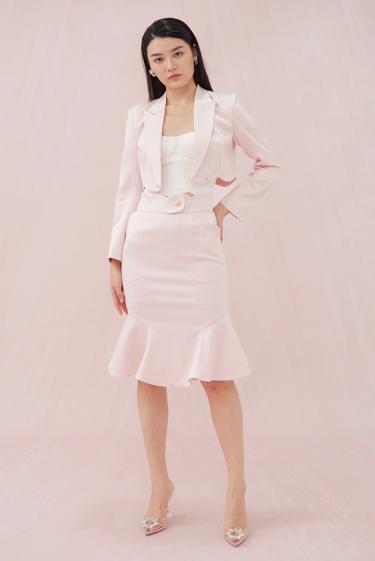 MARRISKA MERMAID PINK SATIN SKIRT