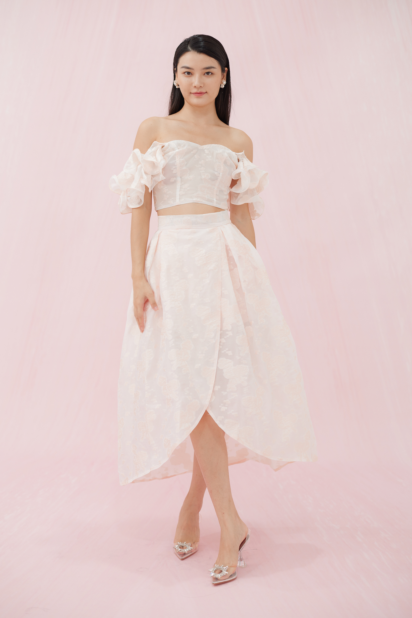 FRANCENA PINK FLOWER JACQUARD TOP