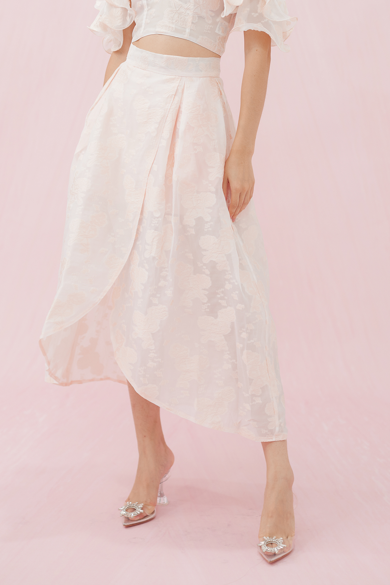 Francena Pink Jacquard LONG Skirt