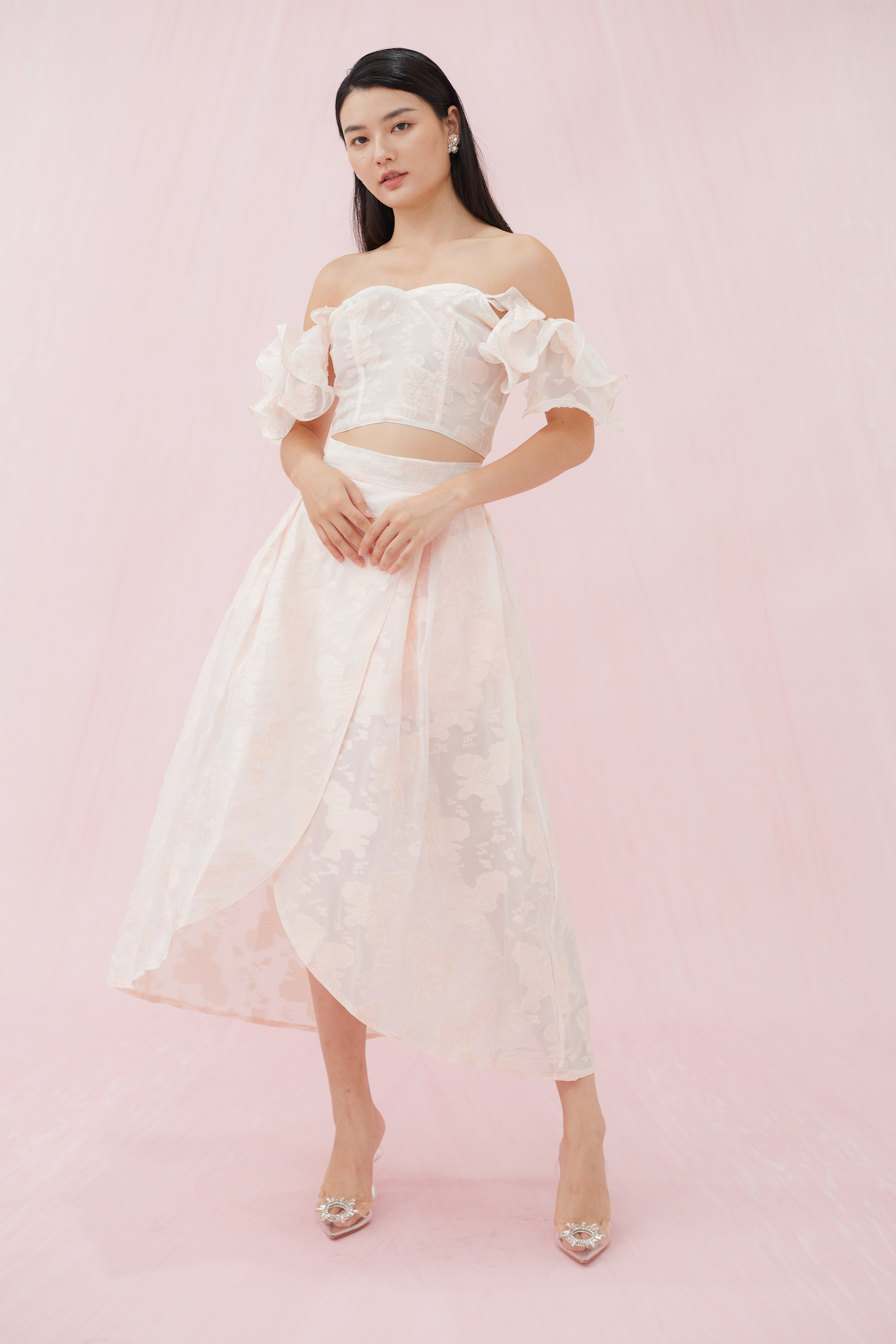 FRANCENA PINK FLOWER JACQUARD TOP