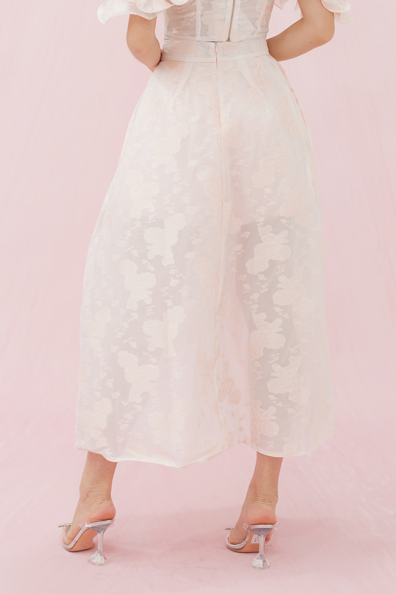 Francena Pink Jacquard LONG Skirt