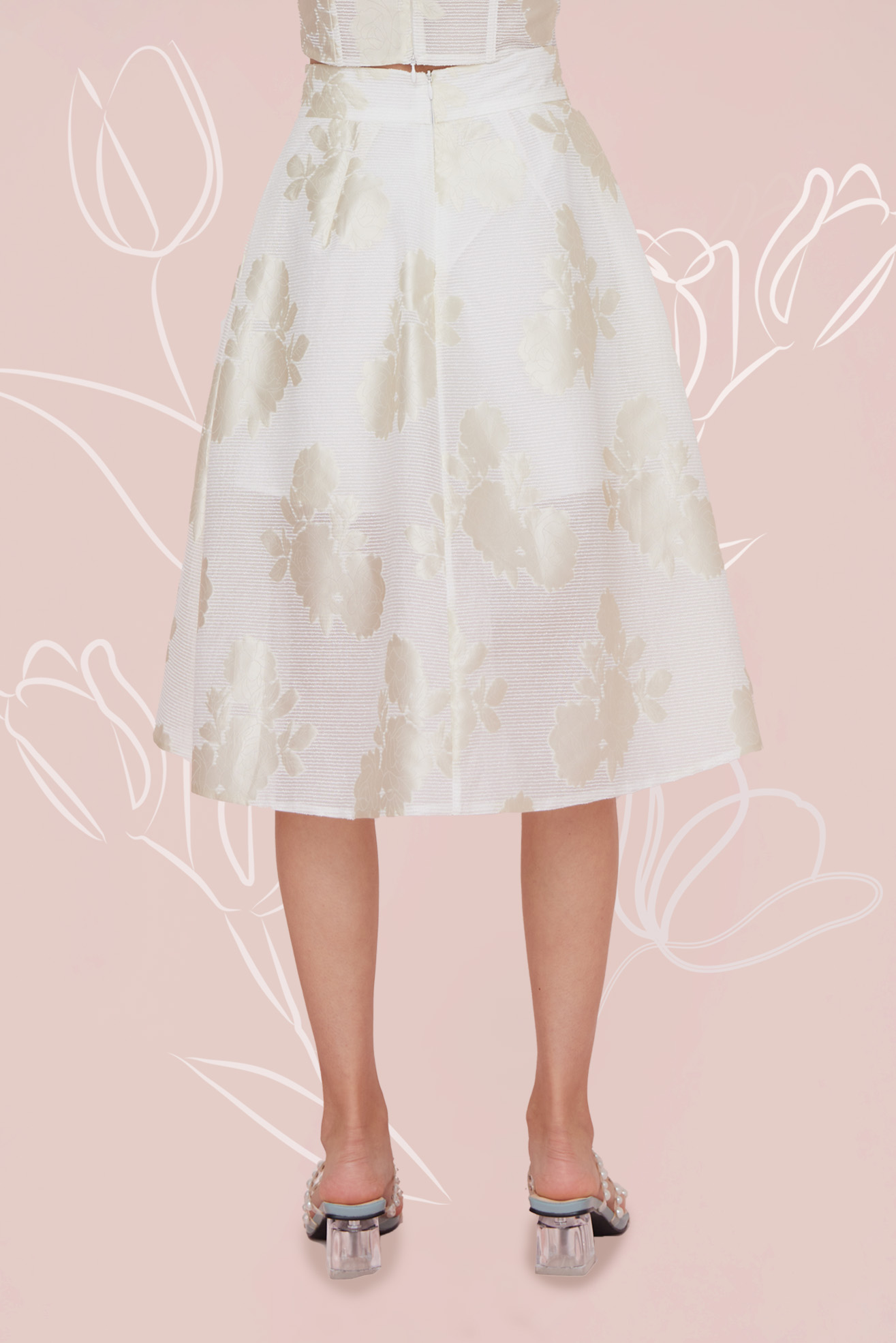 FRANCENA WHITE JACQUARD SHORT SKIRT