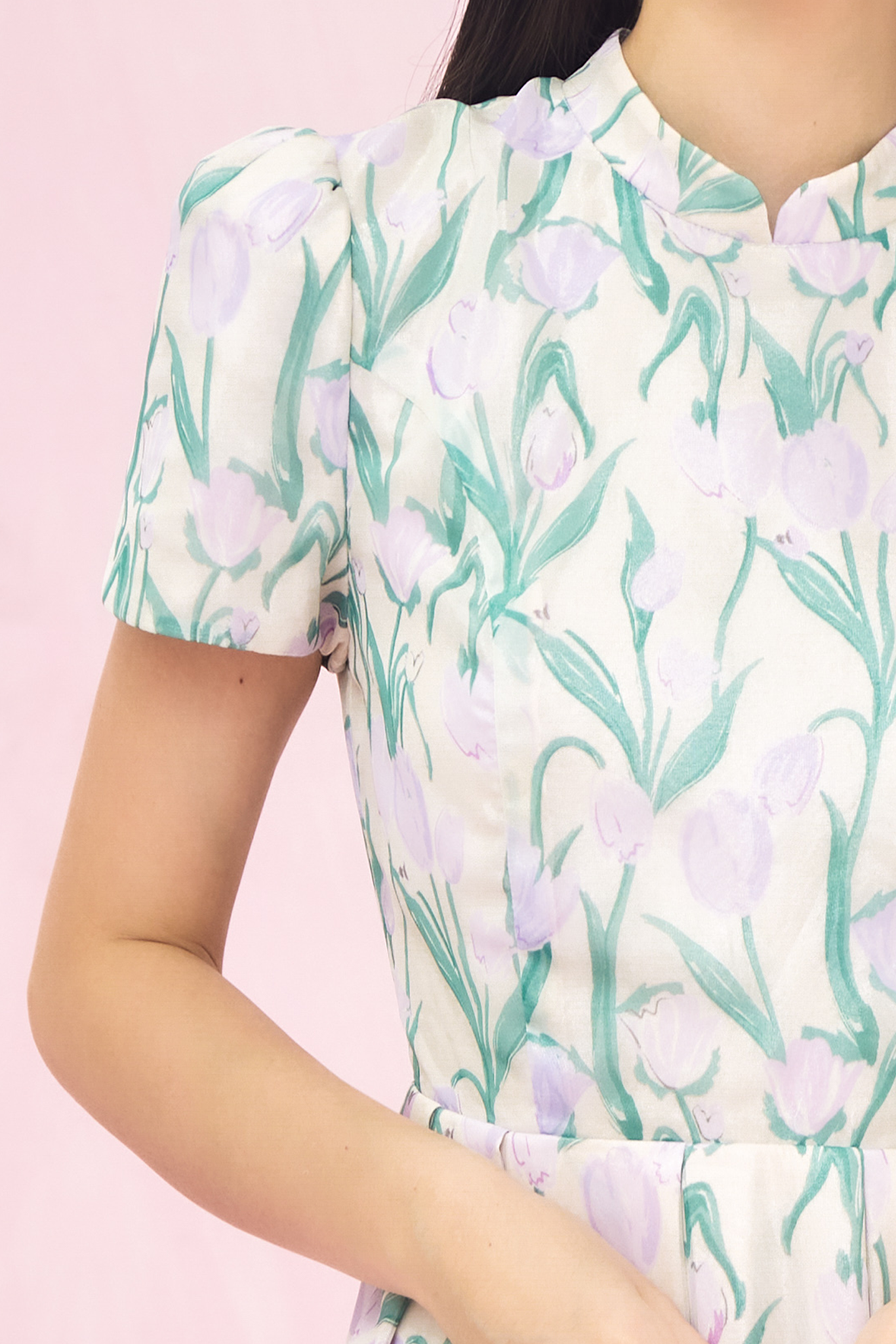 Gearldine Purple Tulip Jacquard Dress