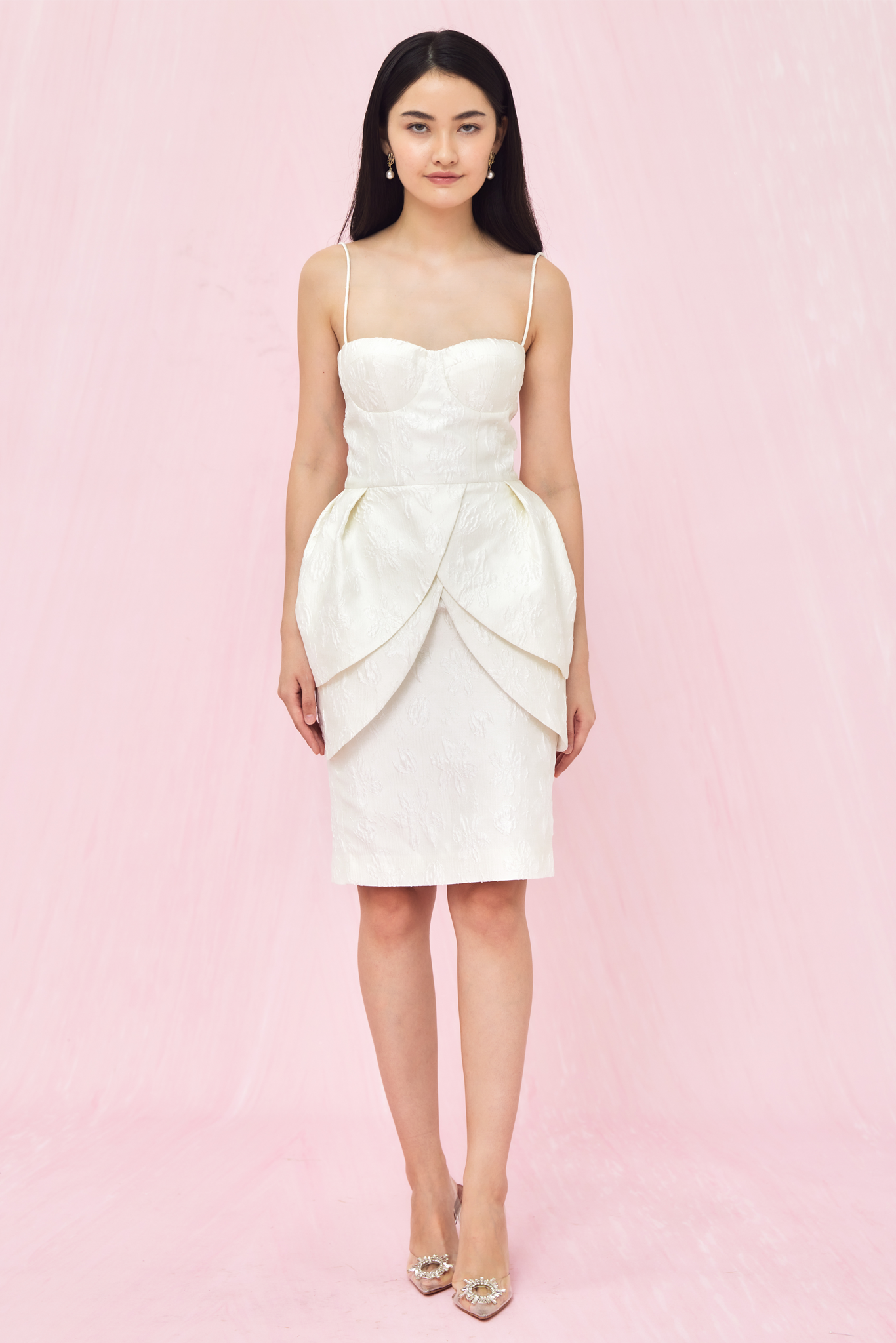 Antoine White Tulip Jacquard Dress