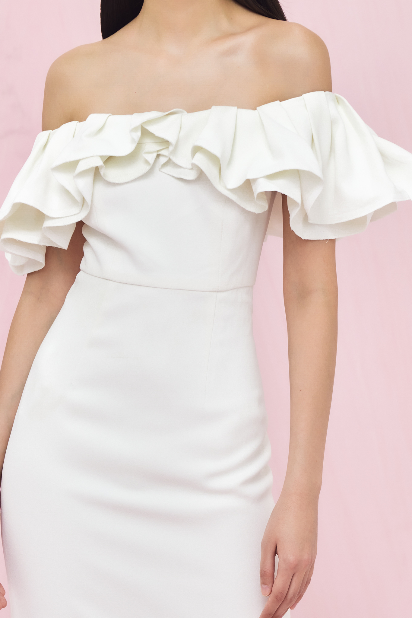 Gayleen White-Off Shoulder Dress