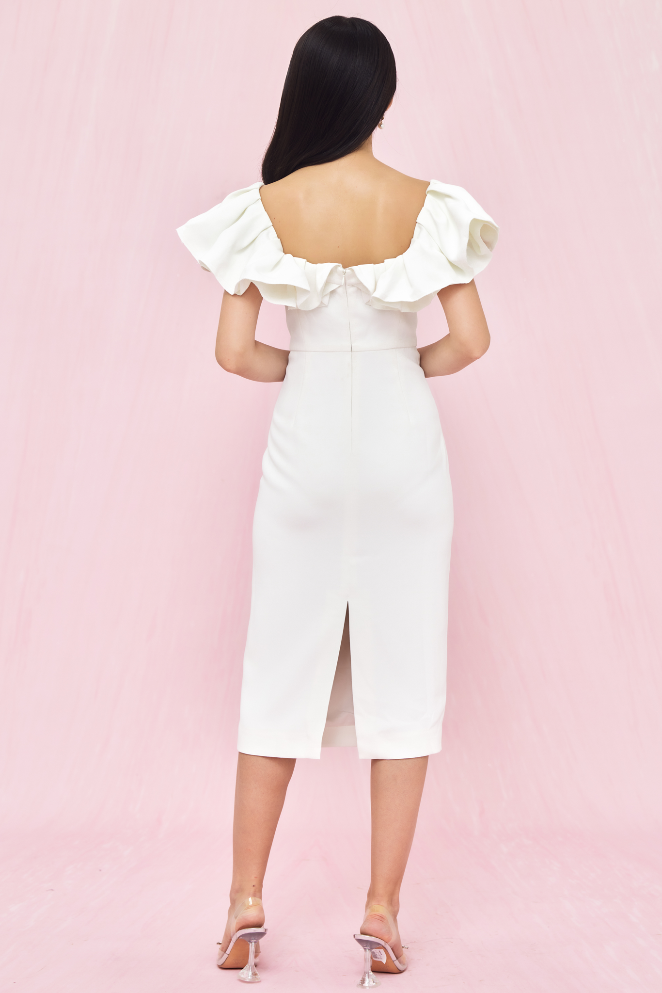 Gayleen White-Off Shoulder Dress