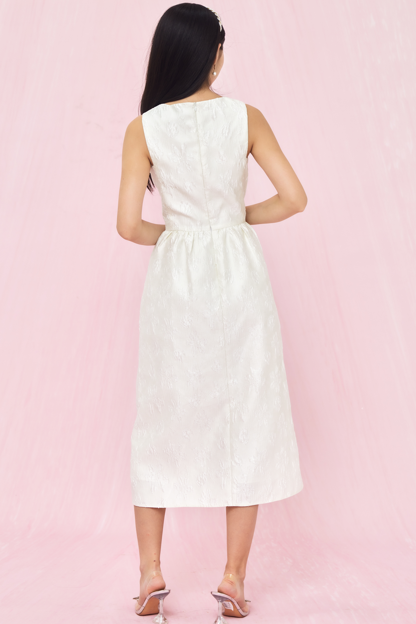Garnet White Tulip Jacquard Dress