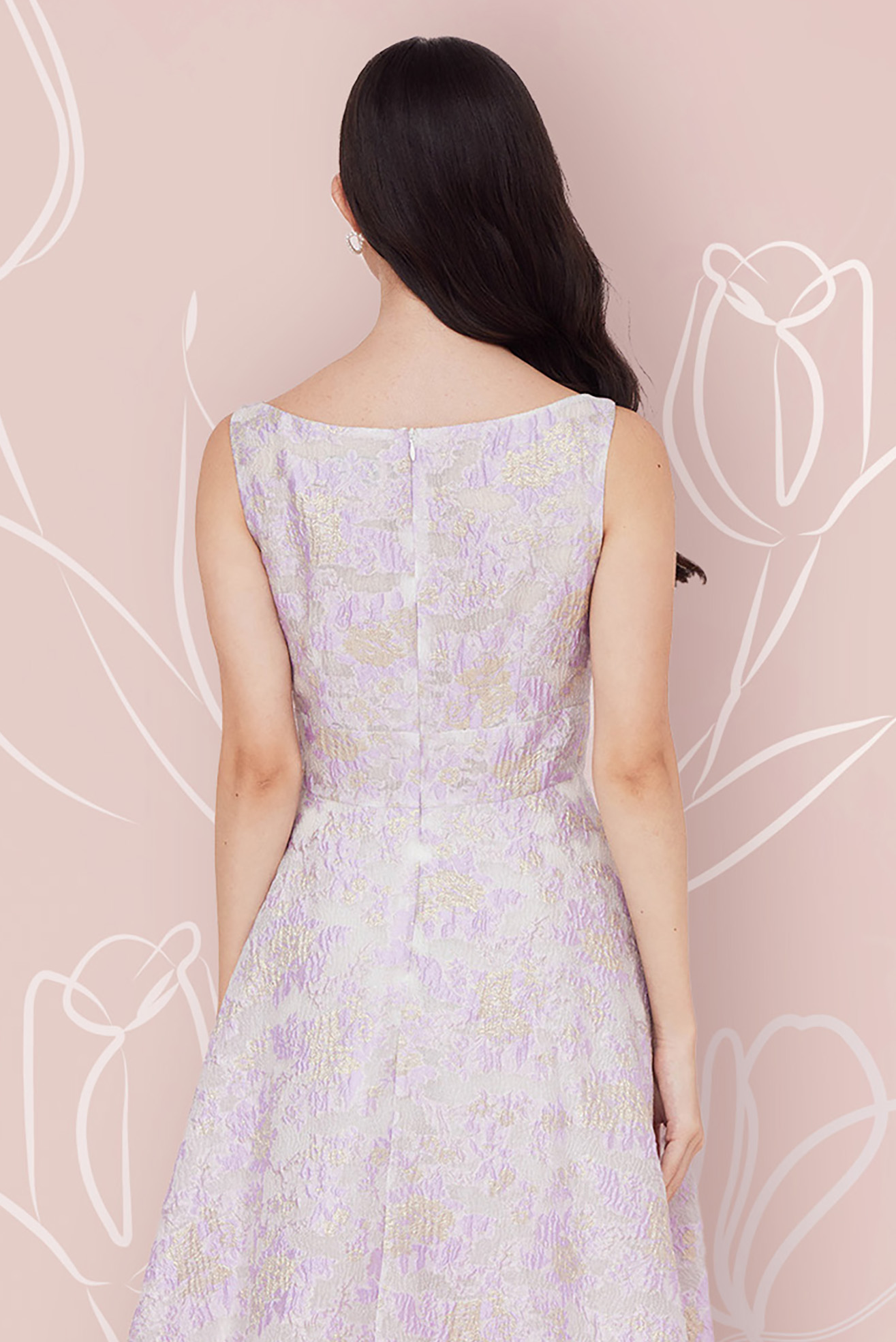 GLORIA PURPLE GOLD JACQUARD DRESS