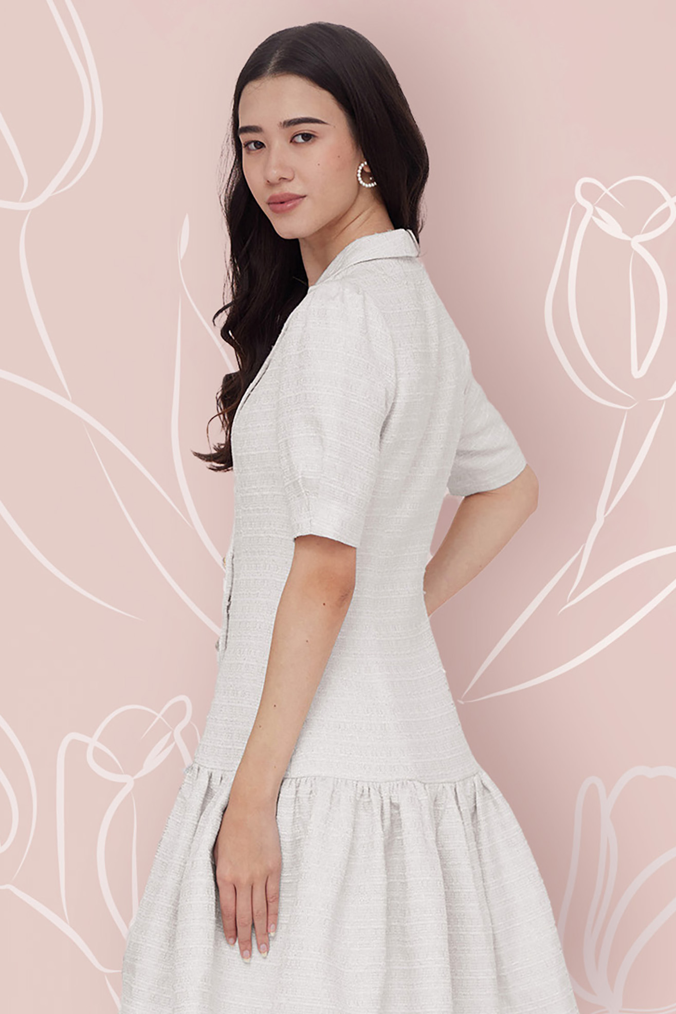 FREIDA WHITE TWEED DRESS