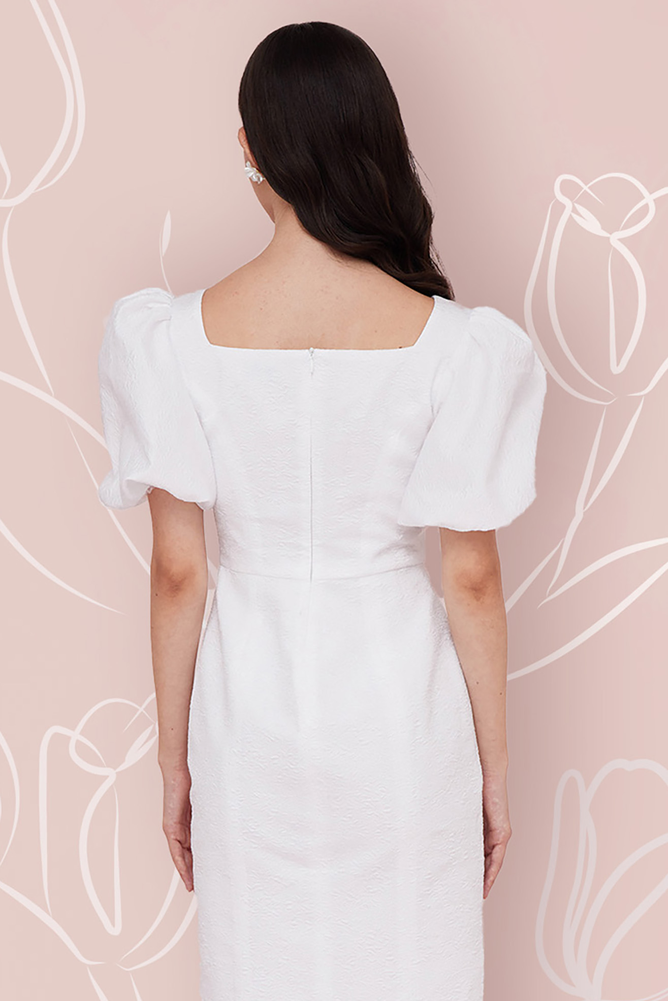 FLORINA WHITE JACQUARD DRESS