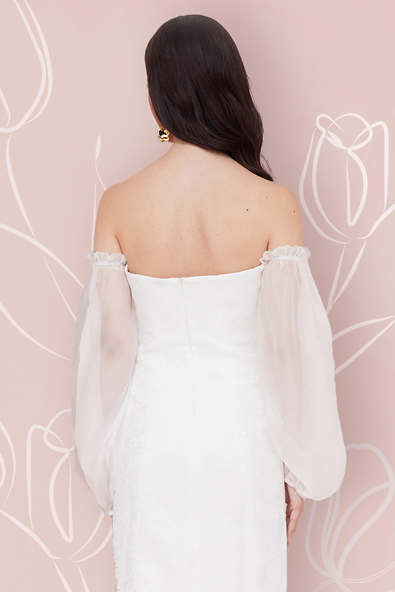 CLEMENTINE WHITE FLOWER JACQUARD DRESS