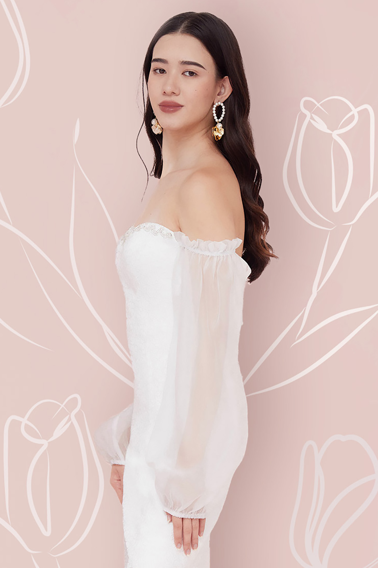 CLEMENTINE WHITE FLOWER JACQUARD DRESS