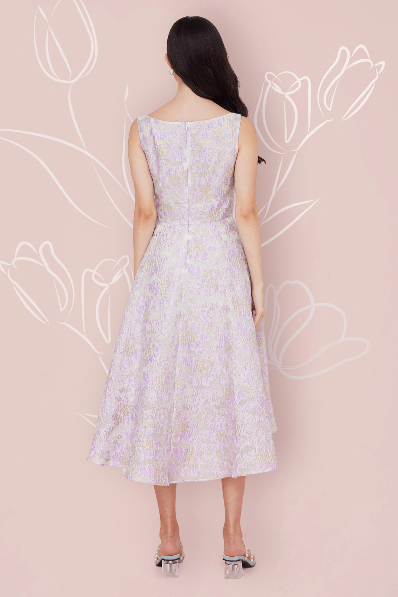 GLORIA PURPLE GOLD JACQUARD DRESS
