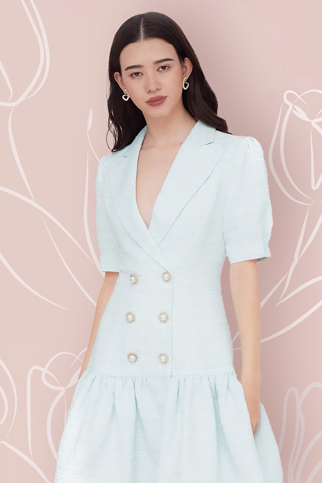 FREIDA BLUE TWEED DRESS