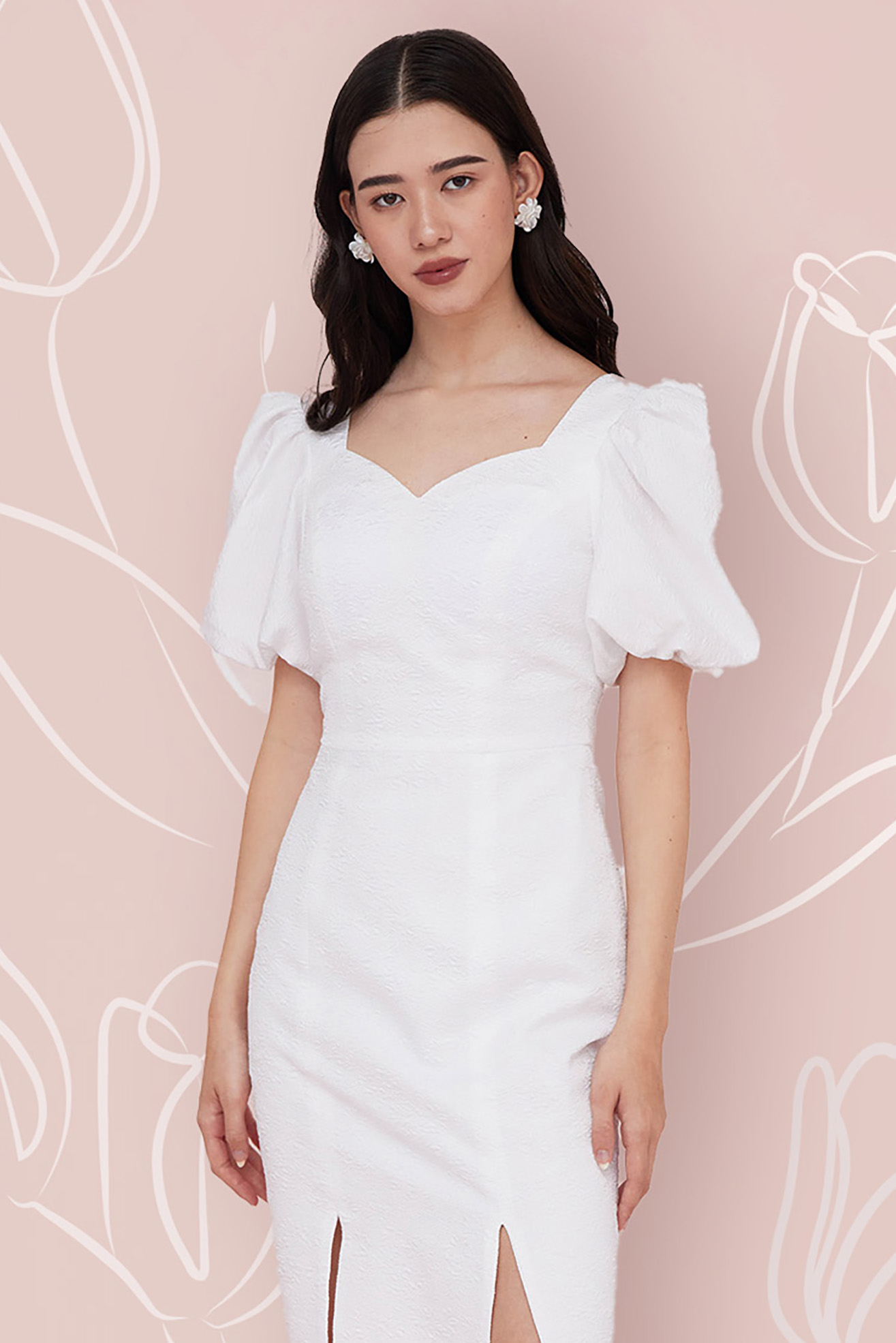 FLORINA WHITE JACQUARD DRESS