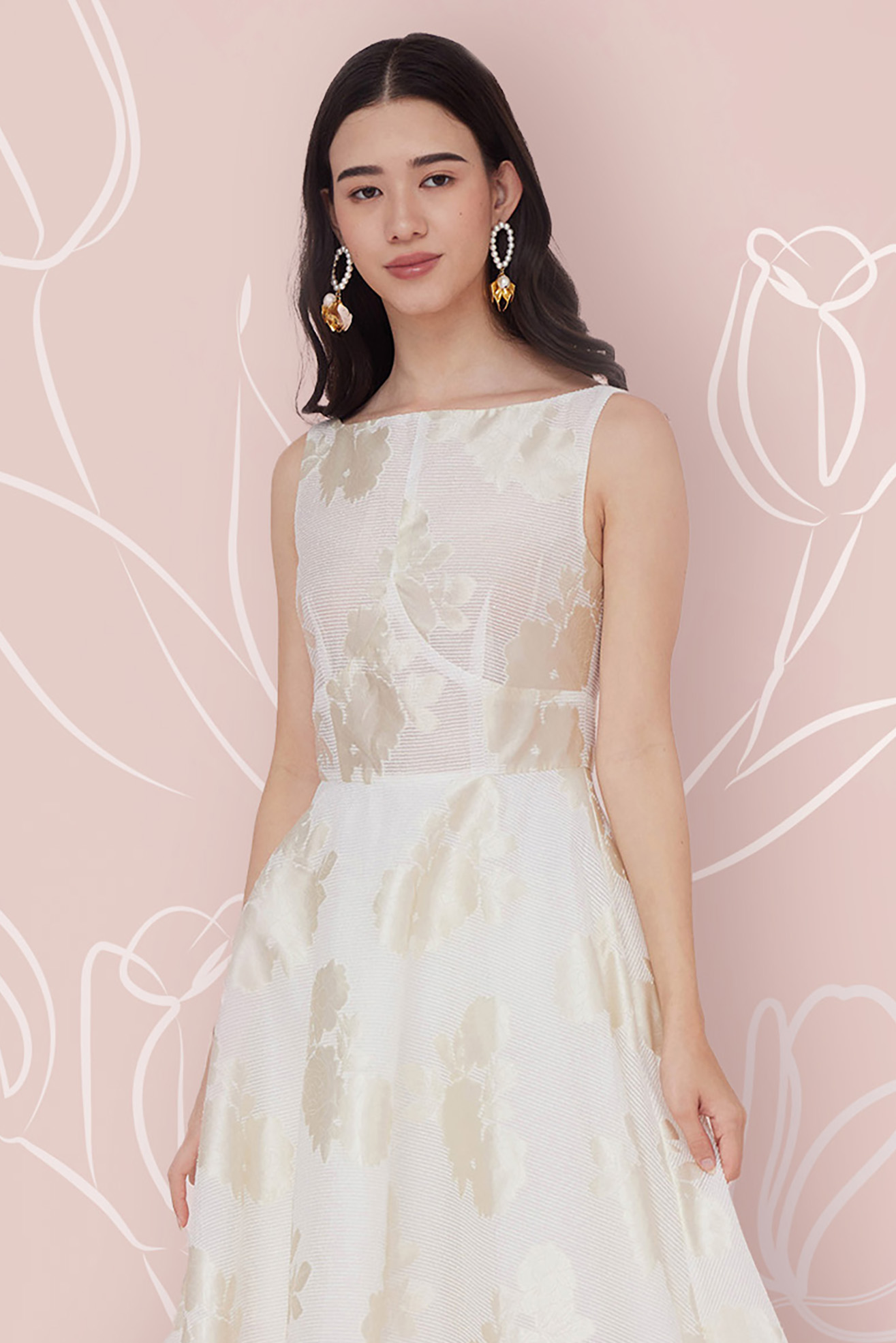 GLORIA WHITE JACQUARD DRESS