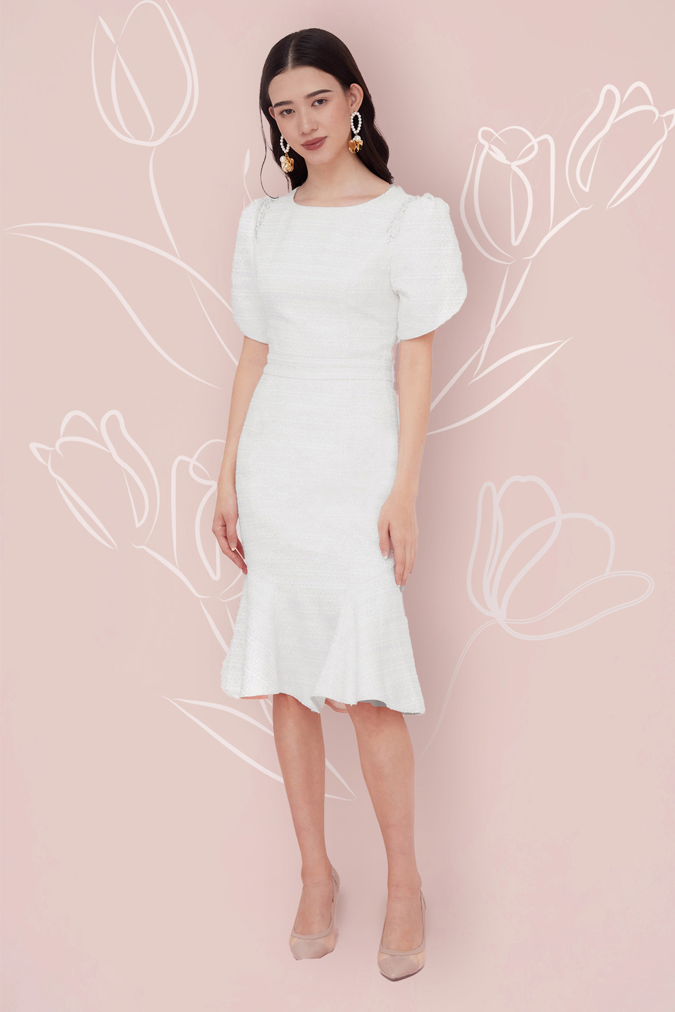 FRANCINE WHITE TWEED DRESS