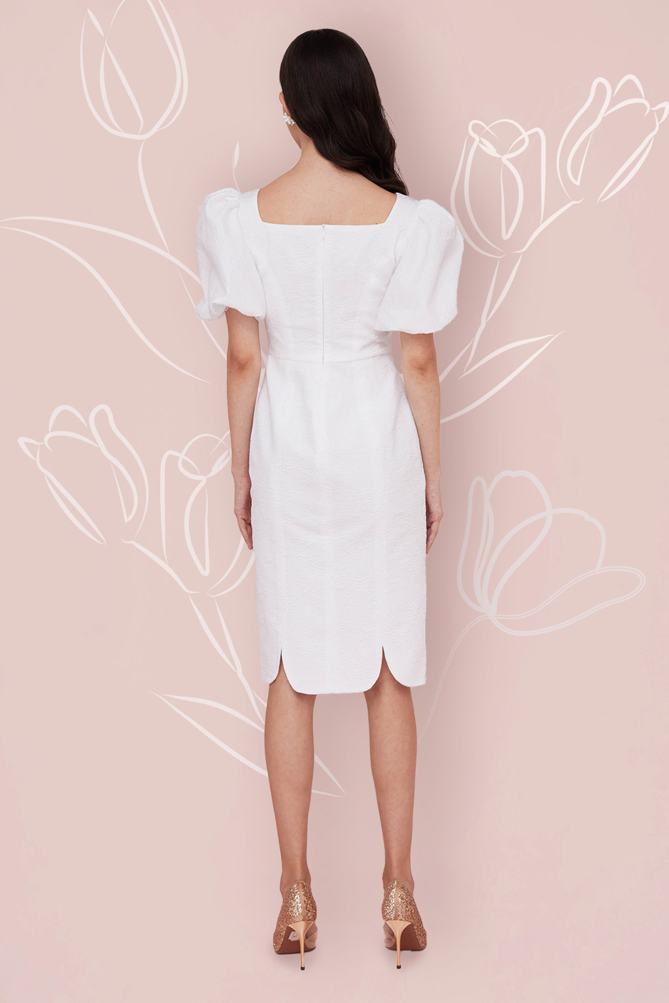 FLORINA WHITE JACQUARD DRESS