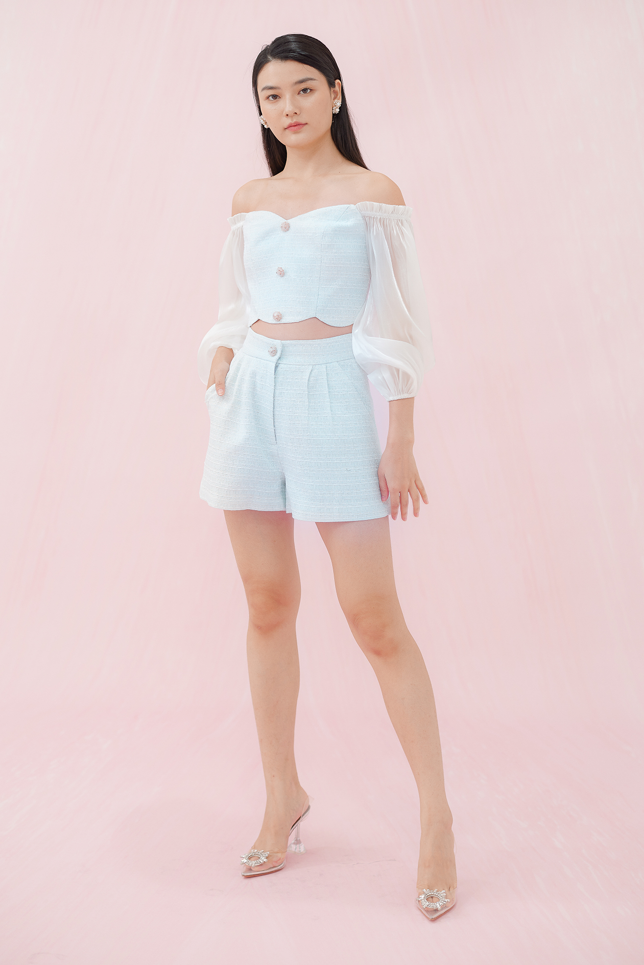 BUY FRANKI PINK TWEED TOP