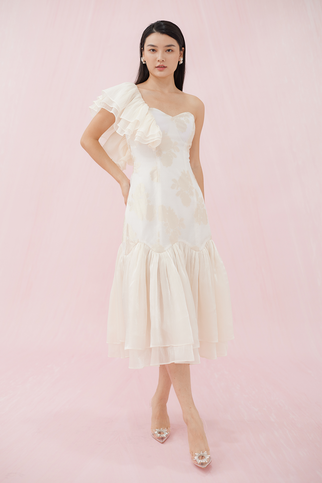 Esme White Jacquard Dress