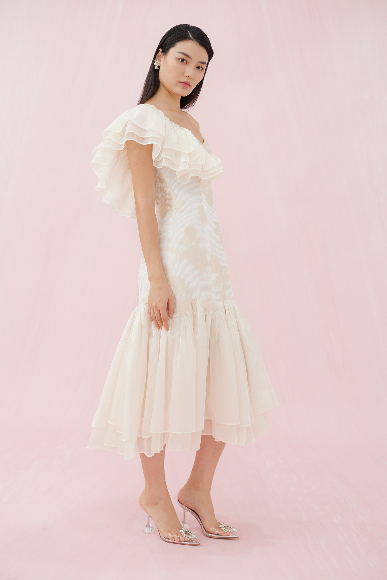 Esme White Jacquard Dress