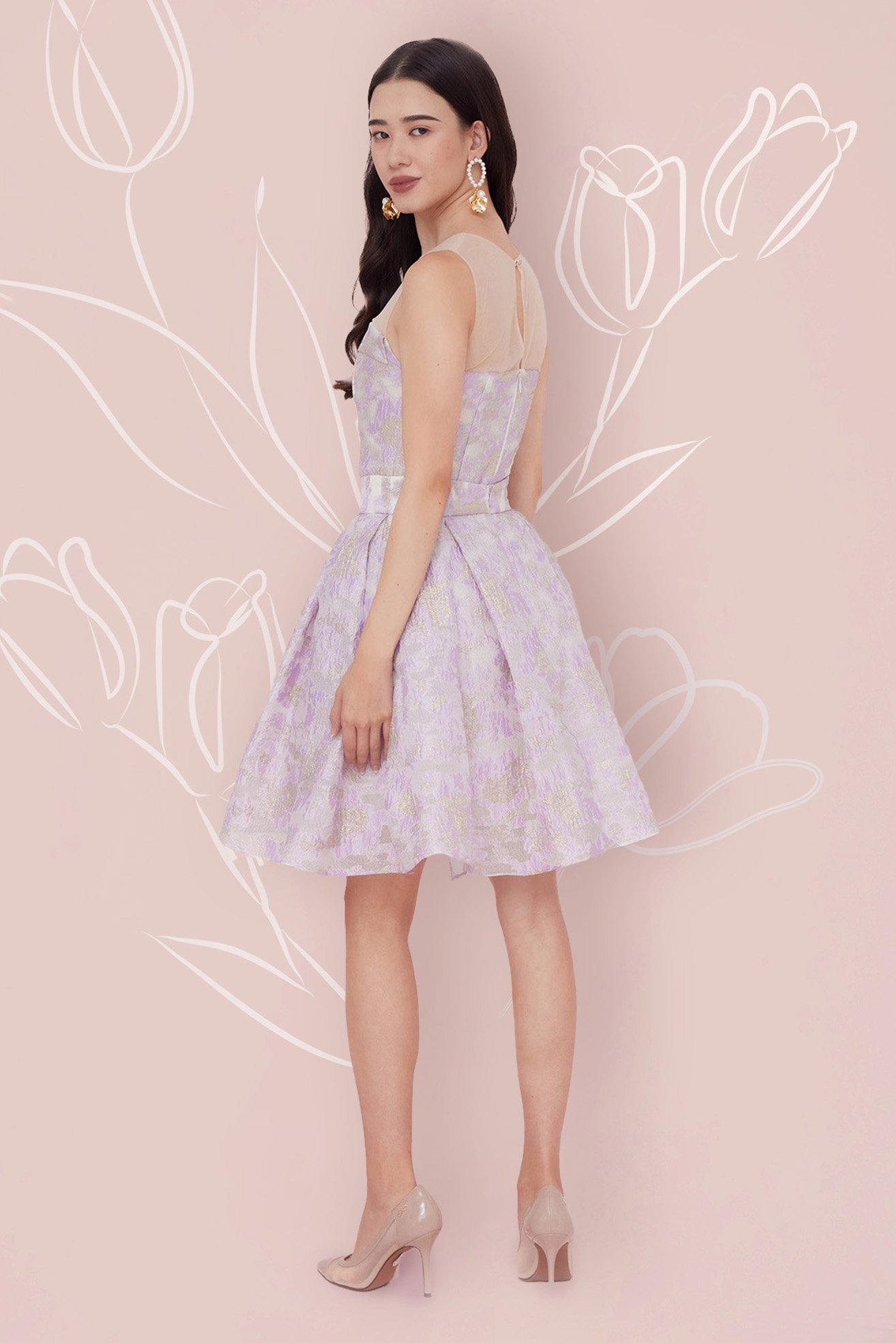 LUCILLE PURPLE GOLD JACQUARD TOP