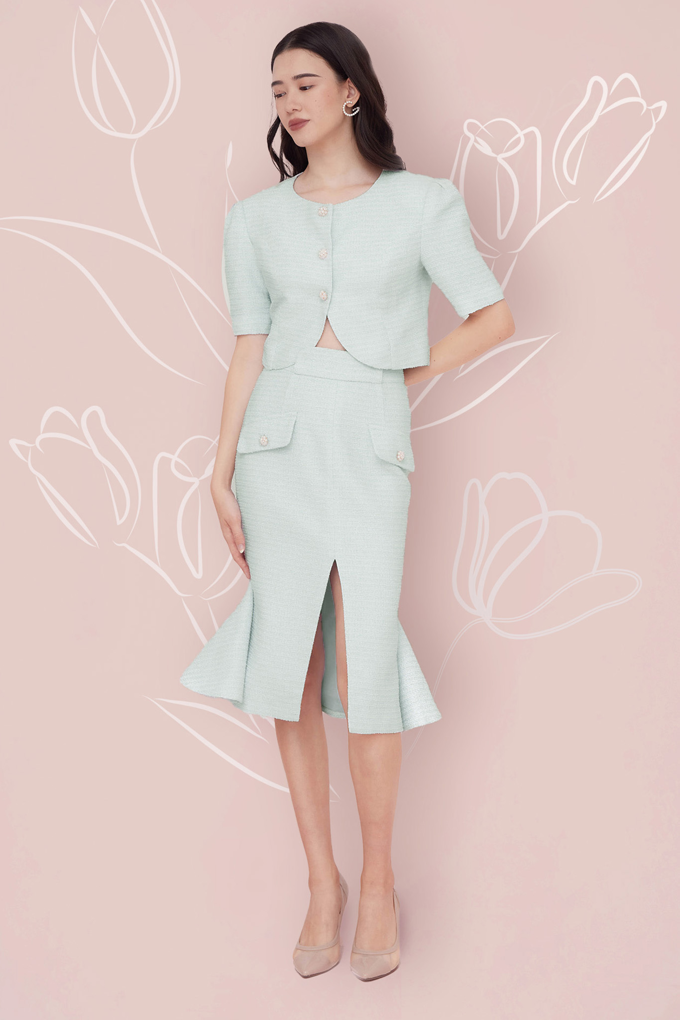 FABIOLA GREEN TWEED JACKET