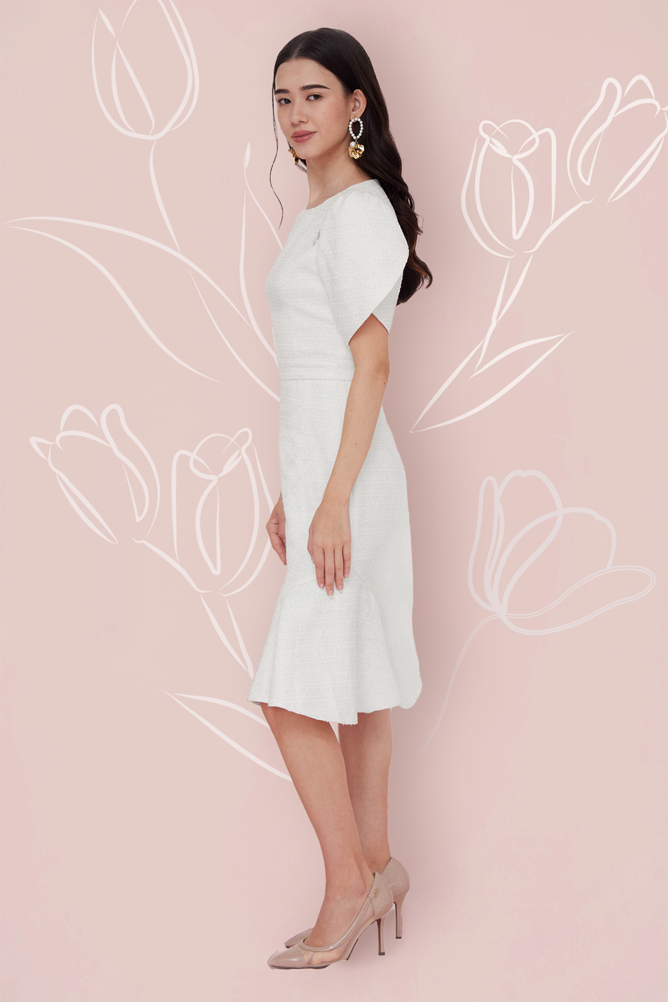 FRANCINE WHITE TWEED DRESS