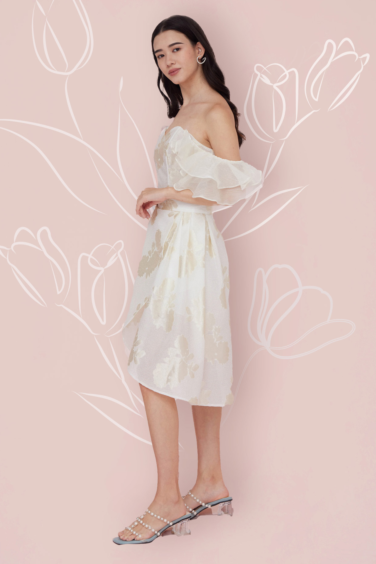 FRANCENA WHITE JACQUARD SHORT SKIRT