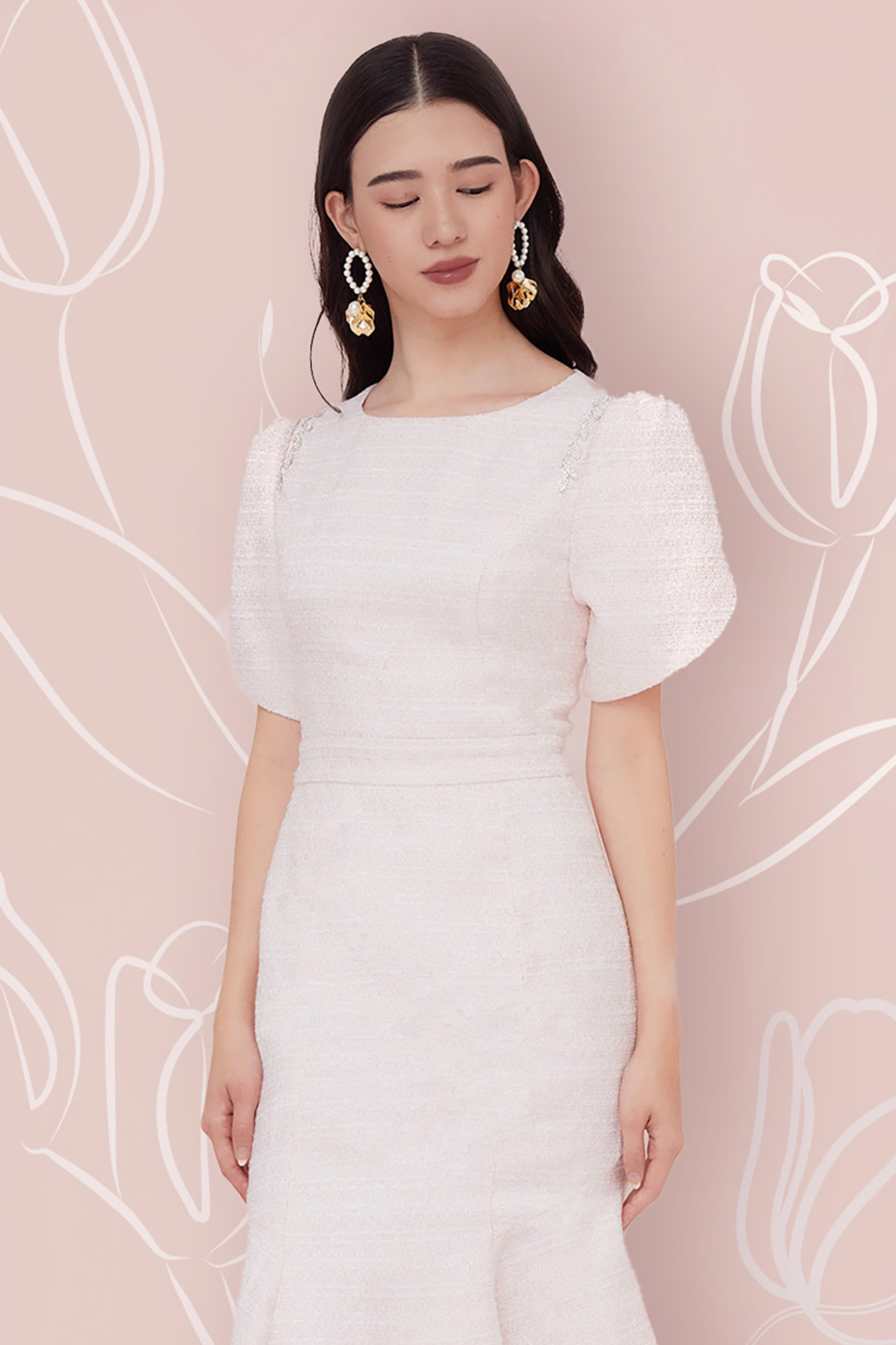 FRANCINE PINK TWEED DRESS