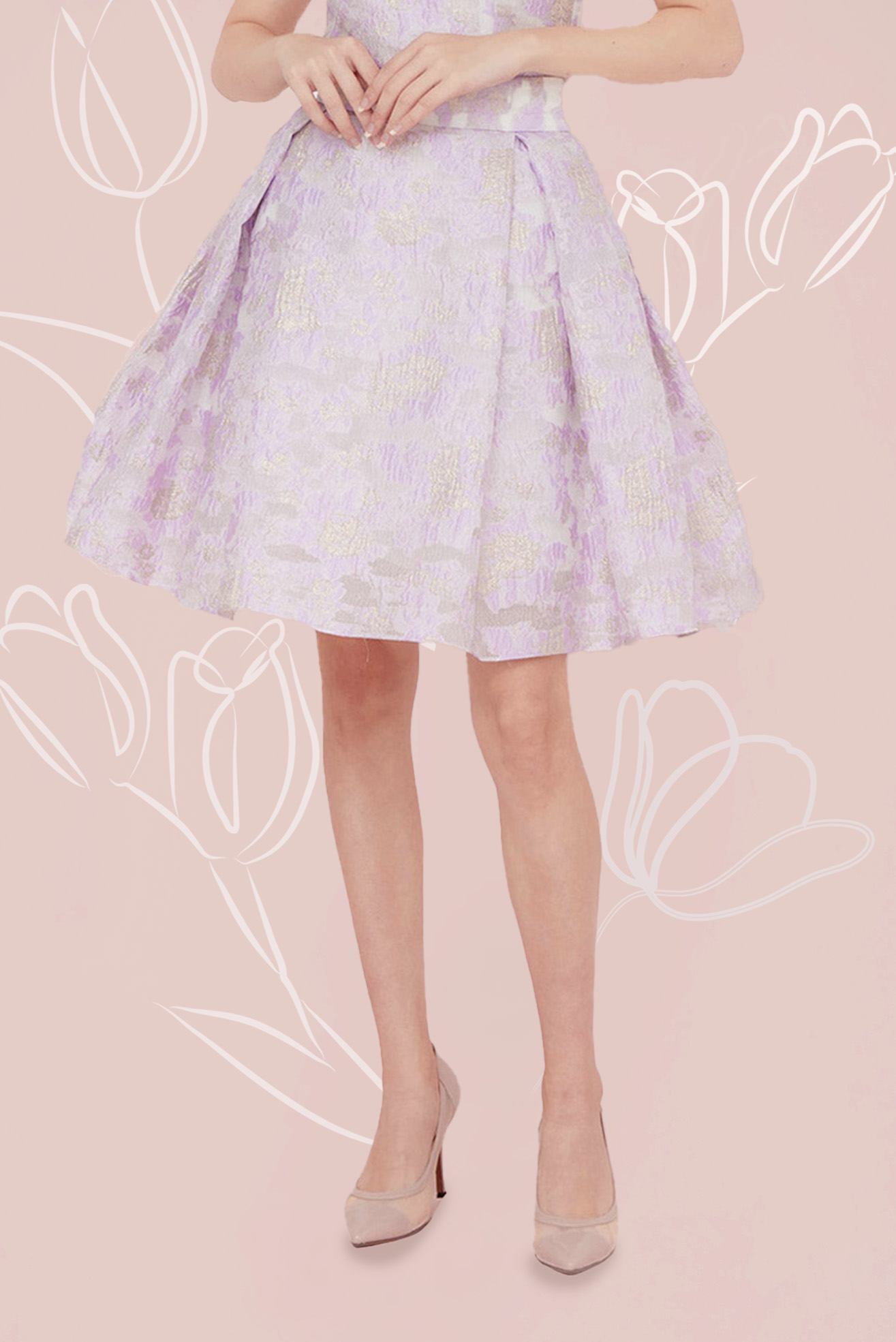 LUCILLE PURPLE GOLD JACQUARD SKIRT