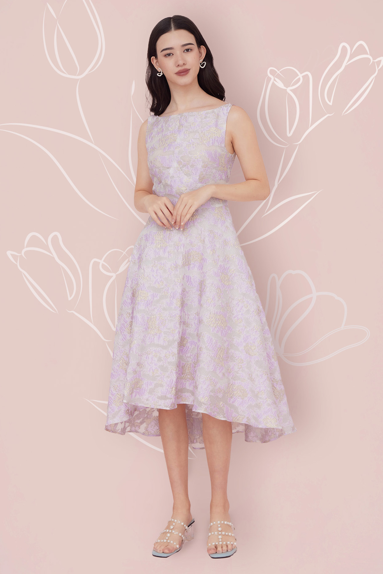 GLORIA PURPLE GOLD JACQUARD DRESS