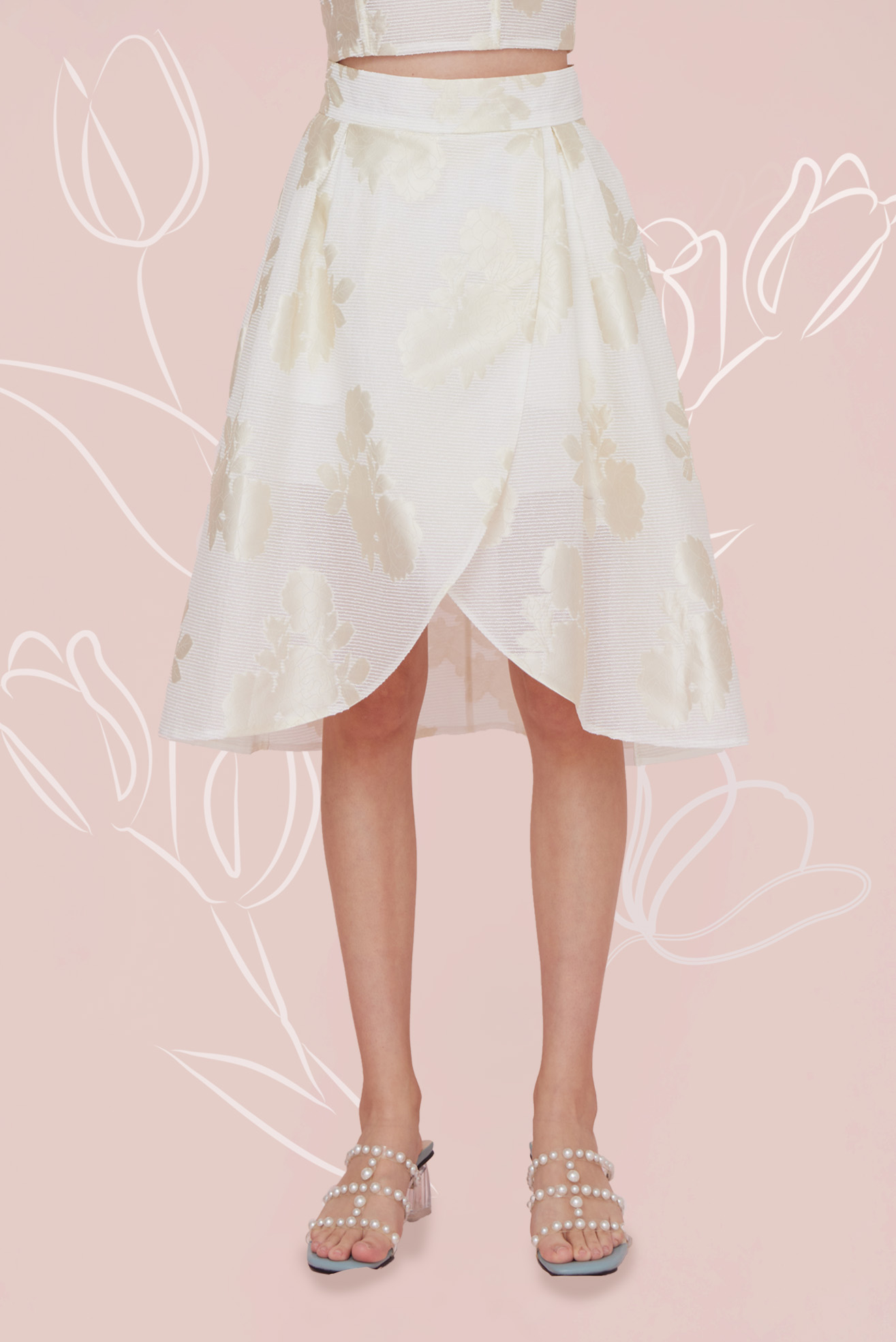 FRANCENA WHITE JACQUARD SHORT SKIRT