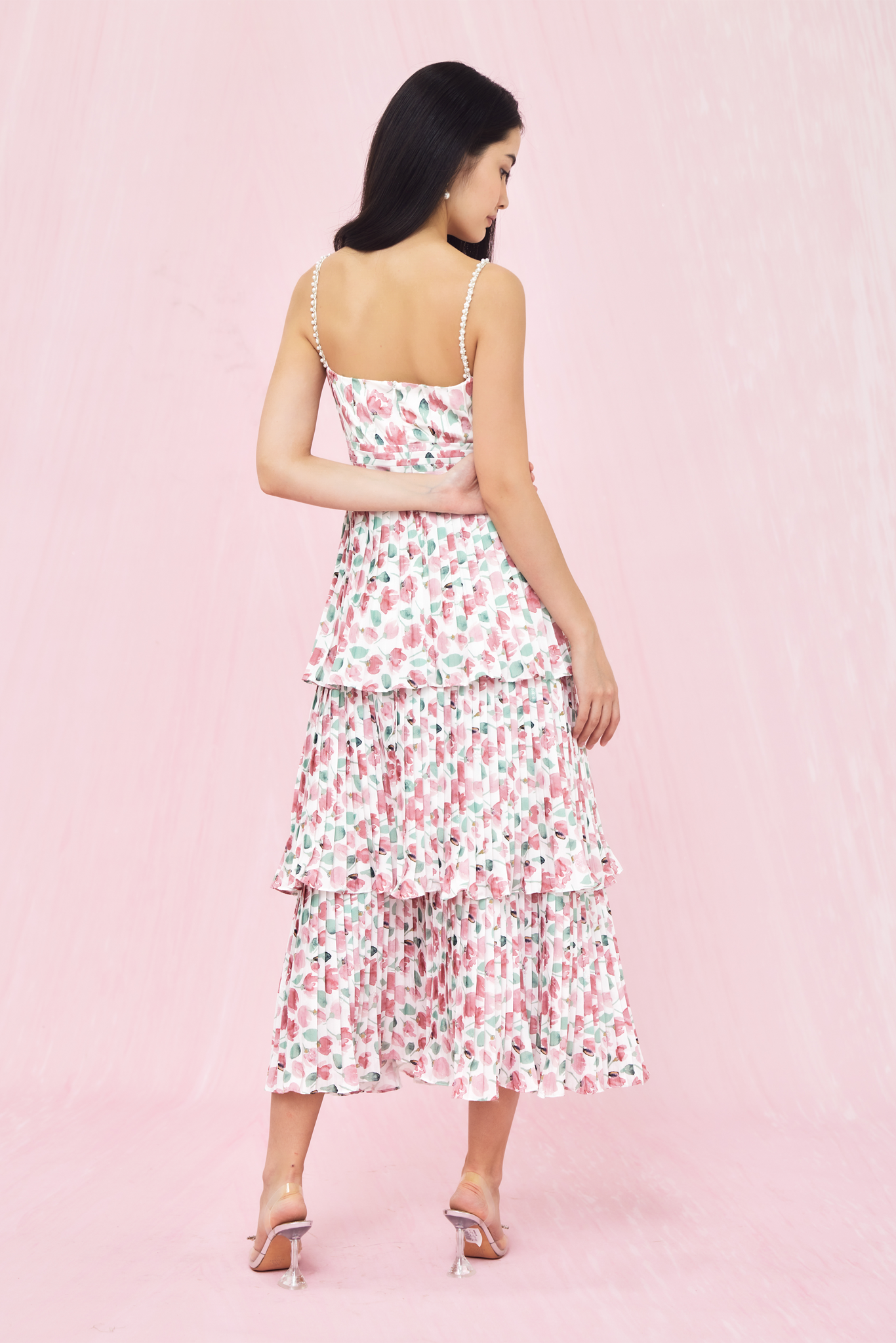 Genieve Watercolour Flower Long Dress